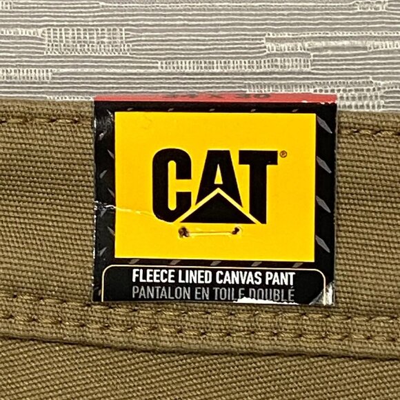 CAT Caterpillar Work Pants Mens 34 x 30 Brown Canvas Fleece Lined Insulated - Picture 5 of 12